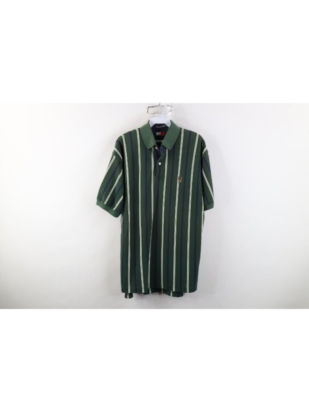 Vintage 90s Tommy Hilfiger Mens Medium Faded Striped Color Block Knit Golf Polo